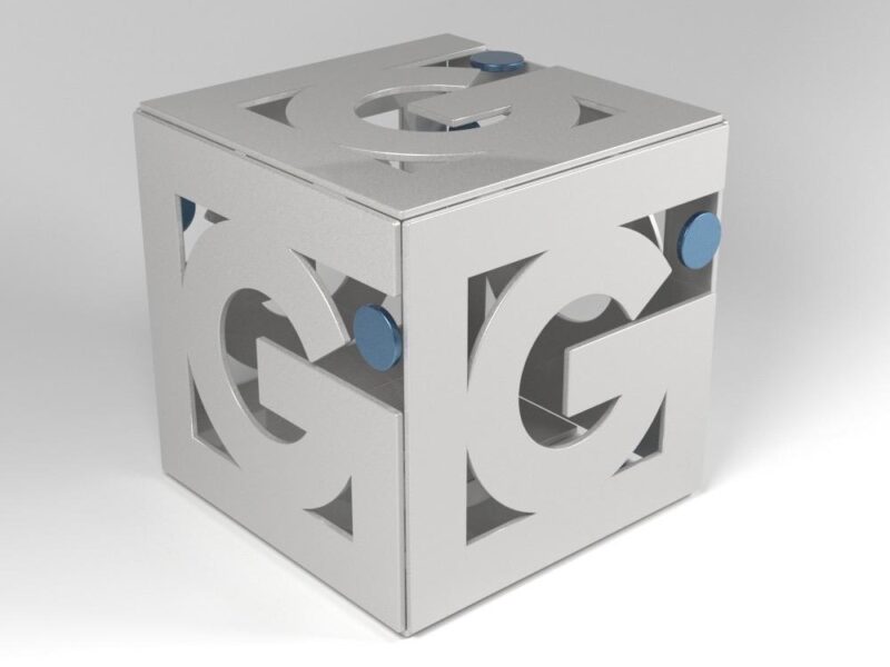 cubo in 3D bianco, sui lati una G che indica Gruppo Galgano