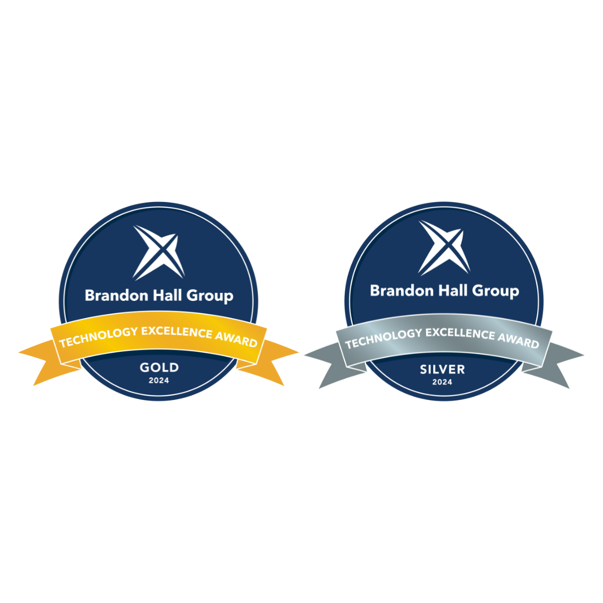 Badge oro e argento per Brandon Hall Group Technology Excellence Awards 2024